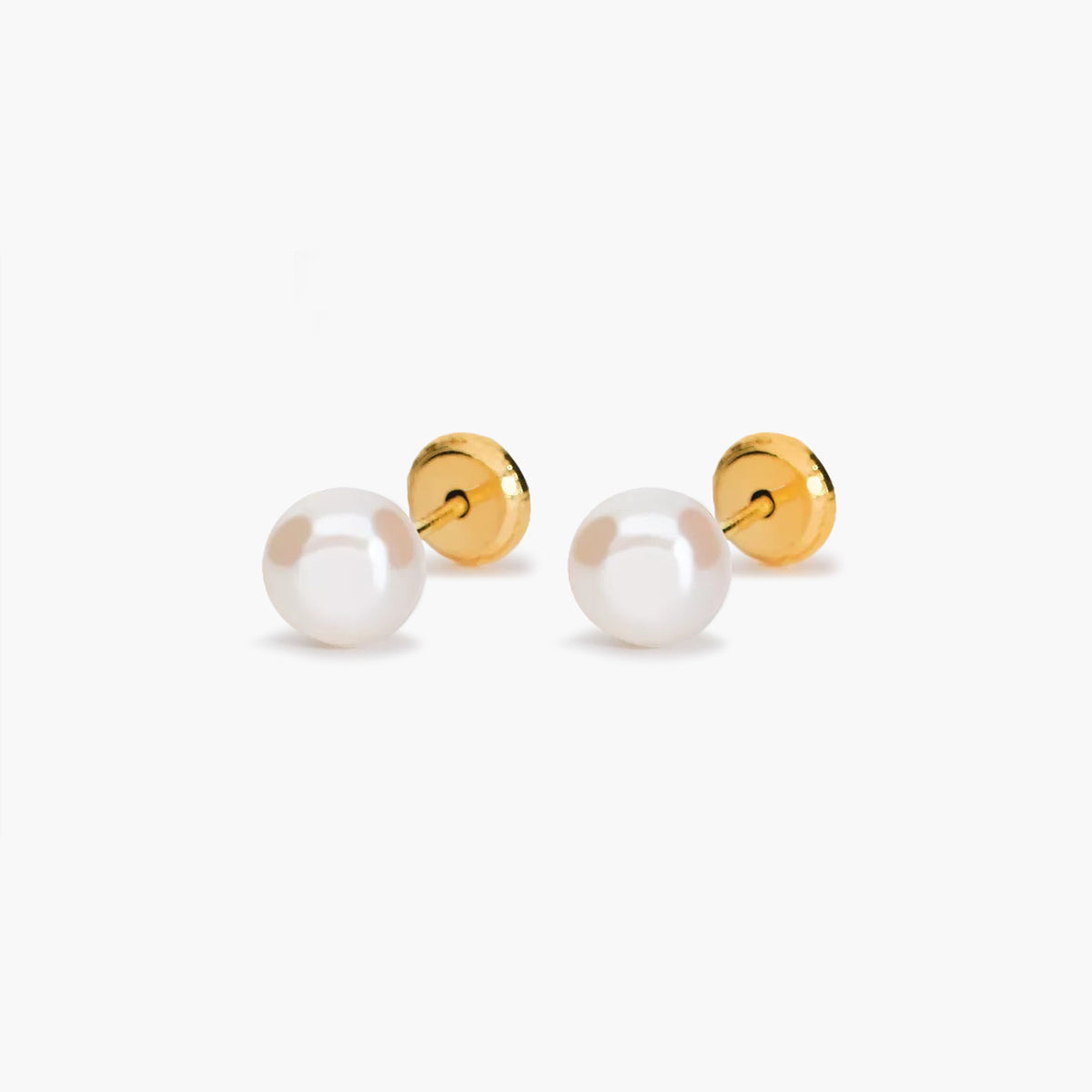 Pendientes de botón de oro 18K con perlas para bebé 5 mm