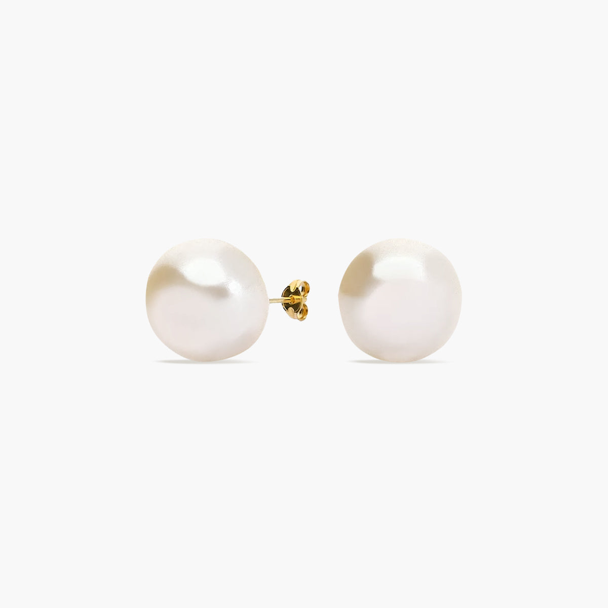 Pendientes de botón de oro 18K con perlas 12 mm