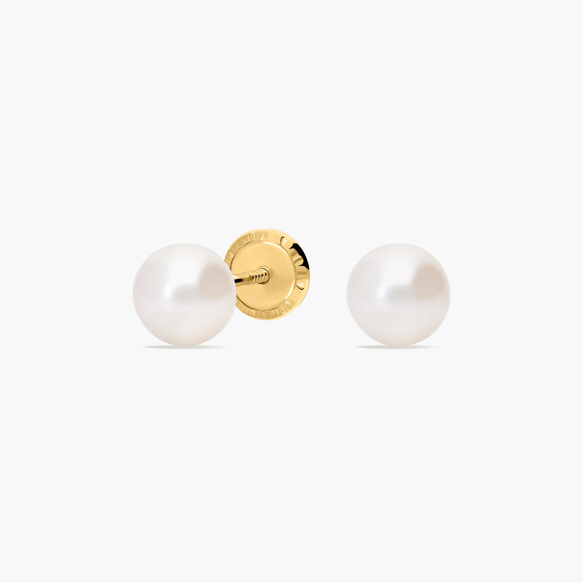 Pendientes de botón de oro 18K con perlas para bebé 5 mm