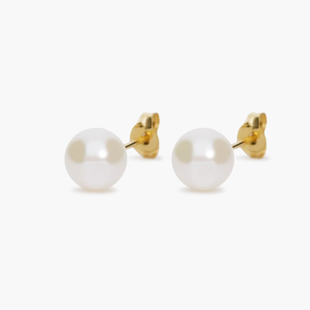 Pendientes de botón de oro 18K con perlas 10 mm