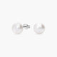Pendientes de botón de oro blanco 18K con perlas 9 mm