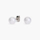 Pendientes de botón de oro blanco 18K con perlas 6 mm