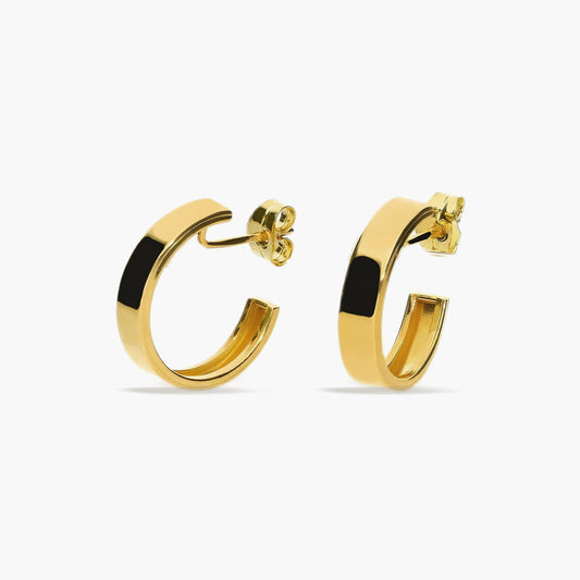 Pendientes de oro 18K medio aro 14 mm