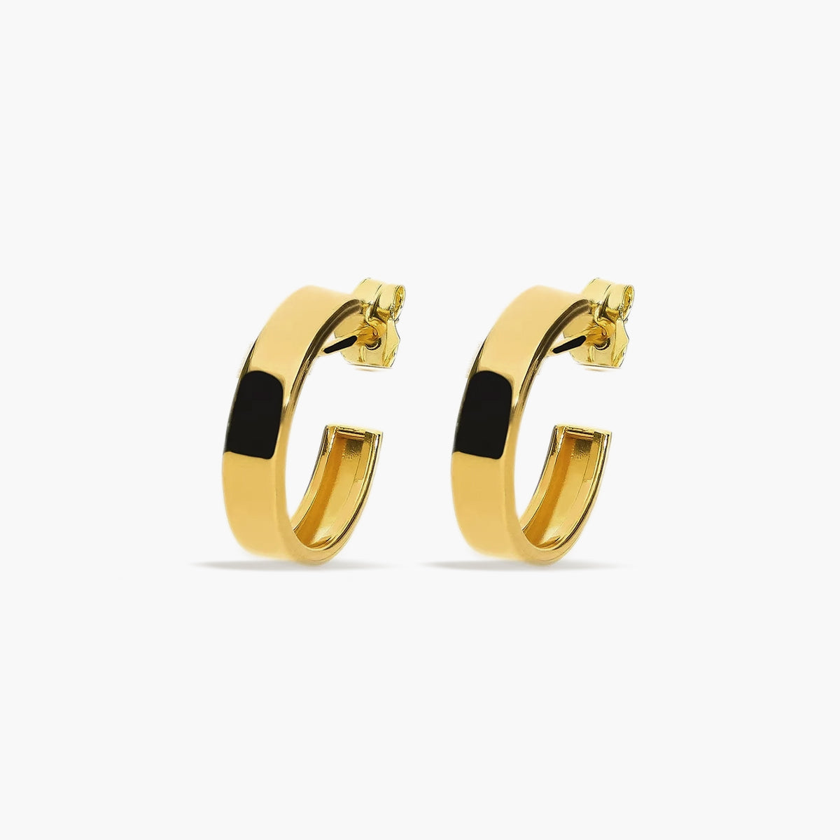 Pendientes de oro 18K medio aro 14 mm