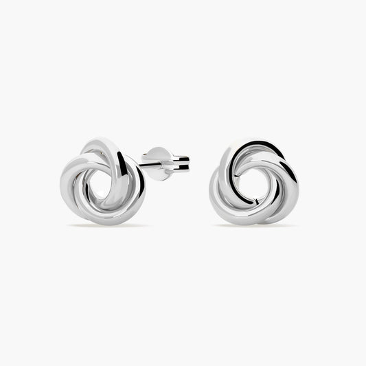 Pendientes nudo redondo de oro blanco 18K 10 mm