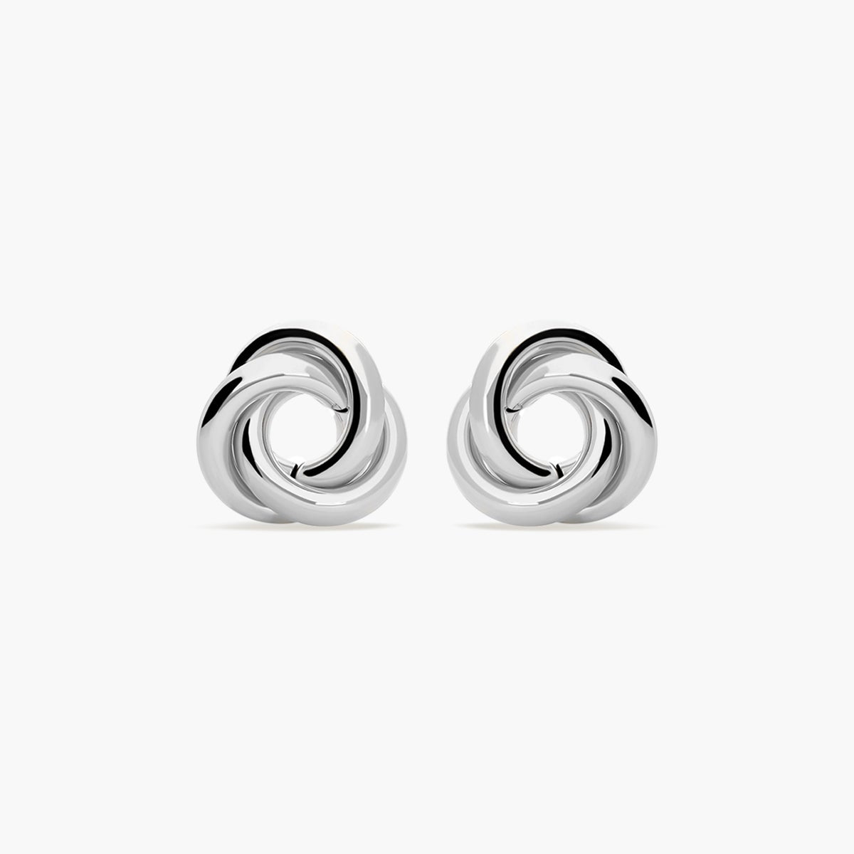 Pendientes nudo redondo de oro blanco 18K 10 mm