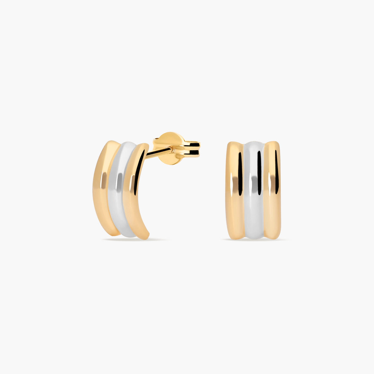 Pendientes de oro bicolor 18K 10 mm