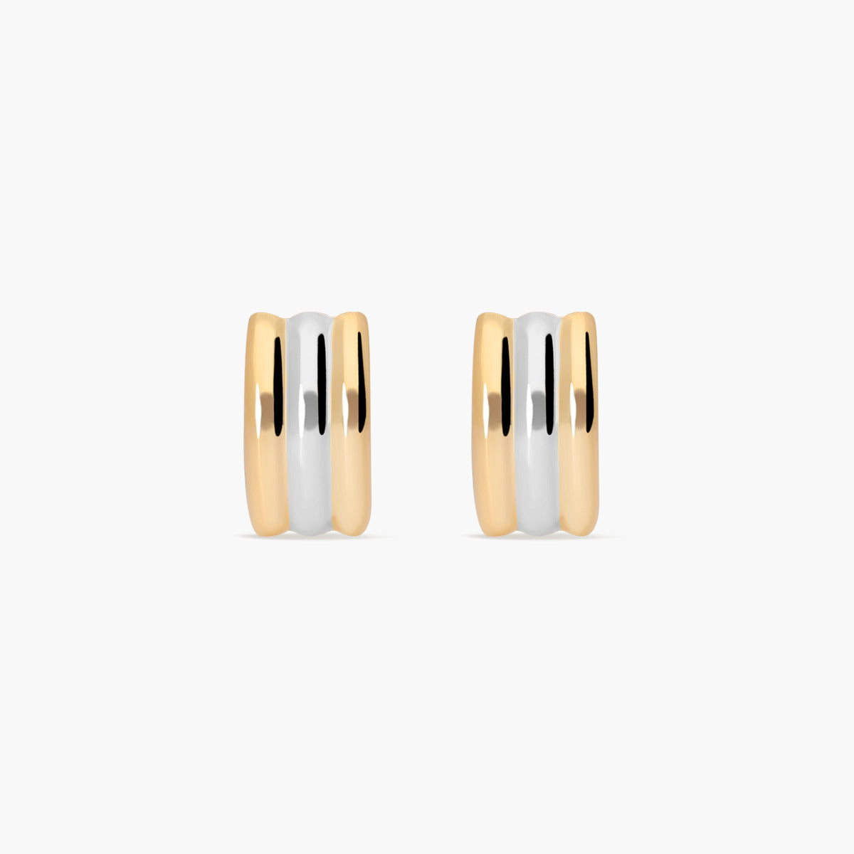 Pendientes de oro bicolor 18K 10 mm