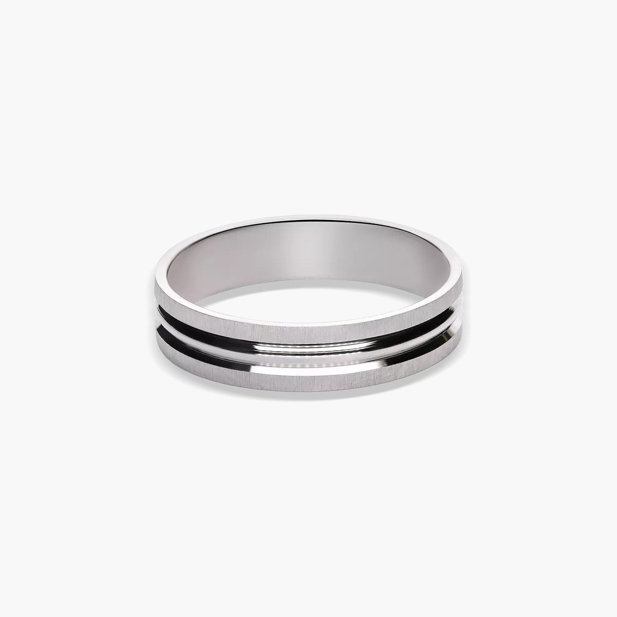 Alianza de oro blanco 18K 4,5 mm centro brillo