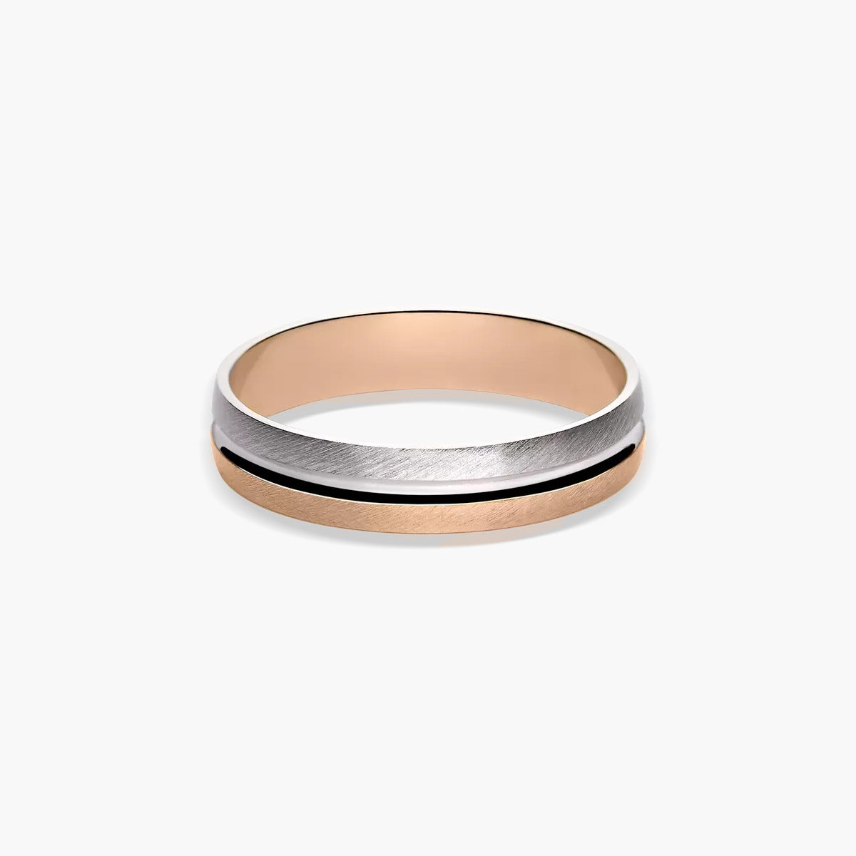 Alianza de oro rosa y oro blanco 18K 4 mm