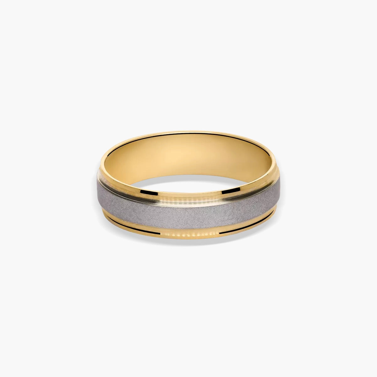 Alianza de oro bicolor 18K 5 mm centro mate