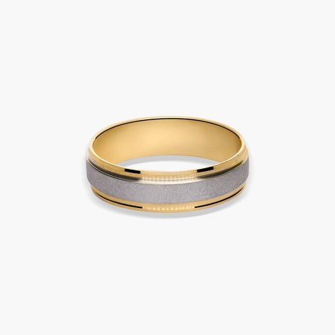 Alianza de oro bicolor 18K 5 mm centro mate