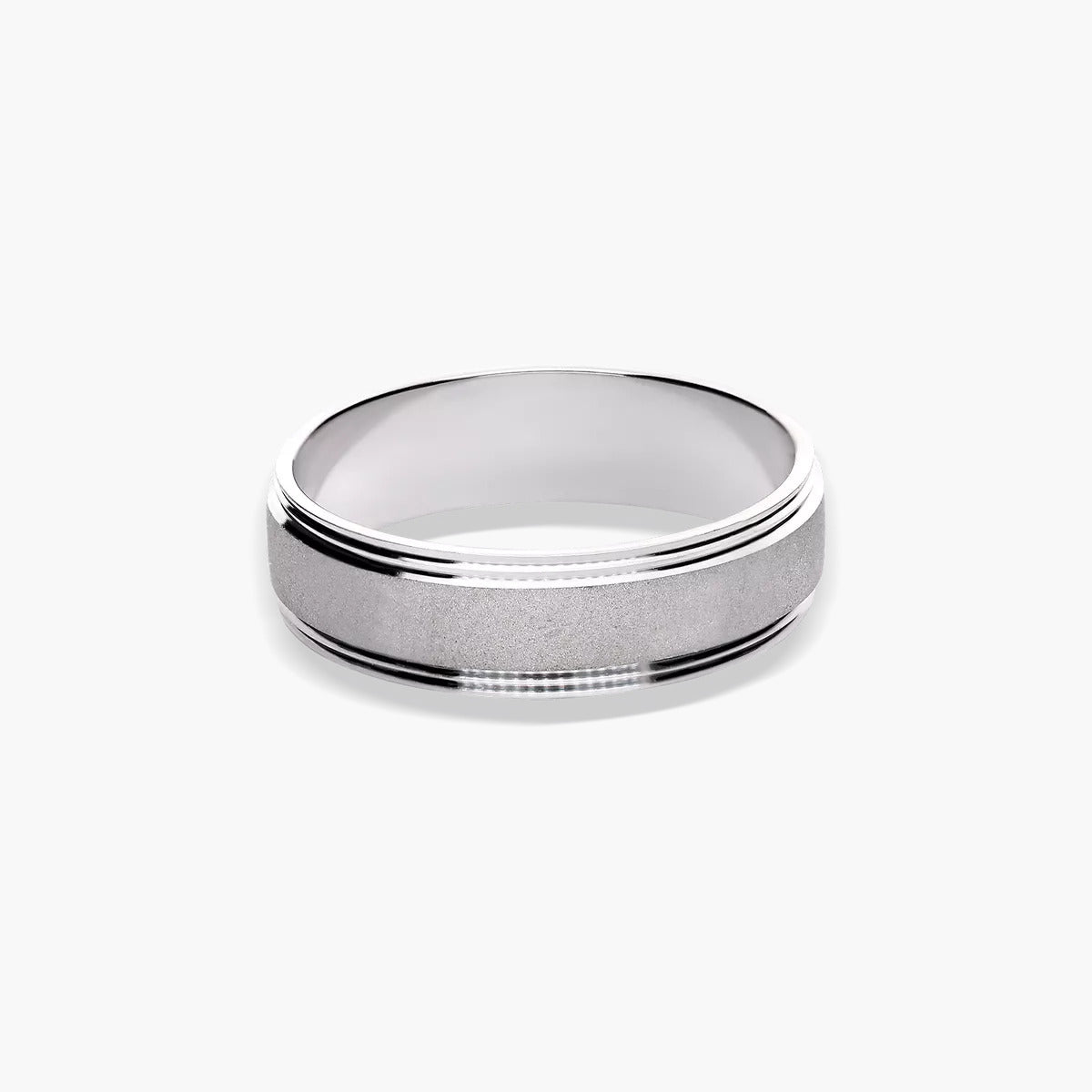 Alianza de oro blanco 18K 5 mm centro mate