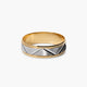 Alianza de oro bicolor 18K 5 mm acabado rayado