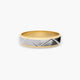 Alianza de oro bicolor 18K 5 mm acabado rayado