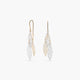 Pendientes largos hojas de oro bicolor 18K 48 mm