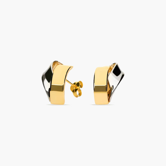 Pendientes de oro bicolor 18K 15 mm