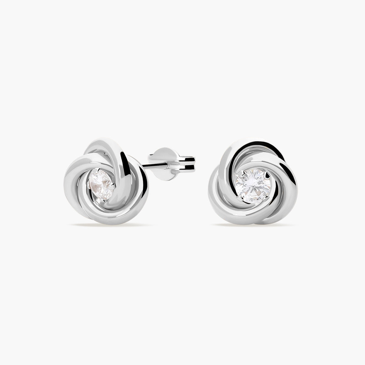 Pendientes redondos de oro blanco 18K circonitas 10 mm