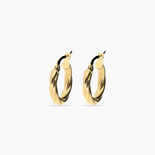 Pendientes de aro de oro 18K 15 mm TWIST