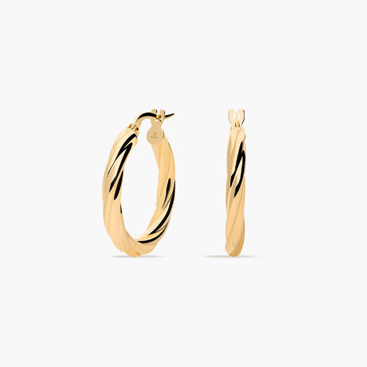 Pendientes de aro de oro 18K 20 mm TWIST