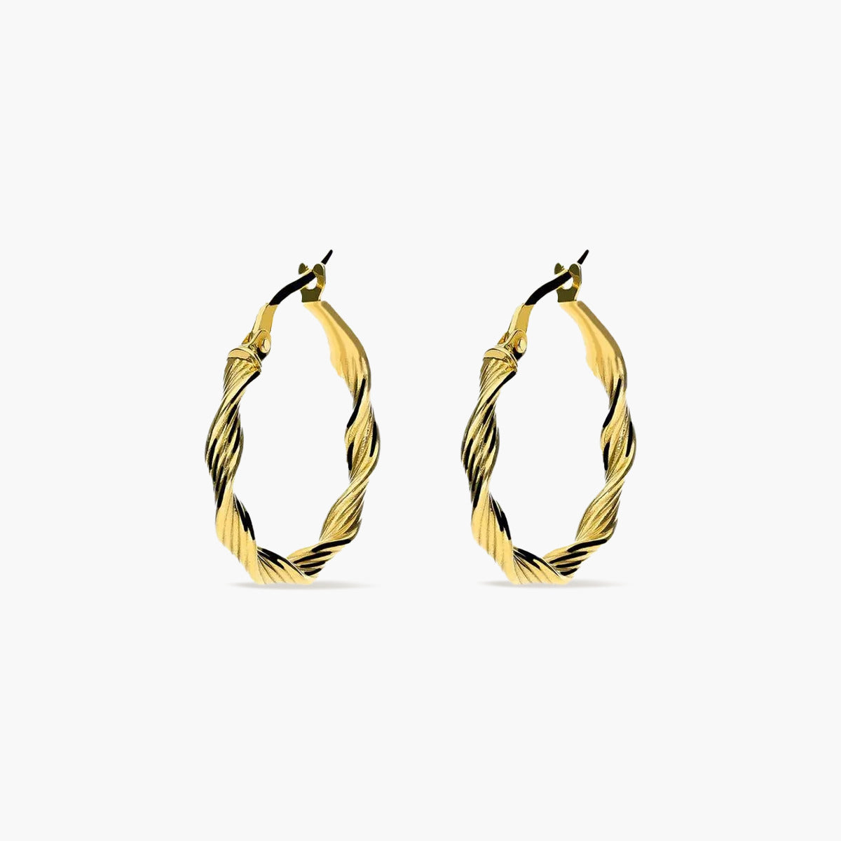 Pendientes de aro rizados de oro 18K 15 mm