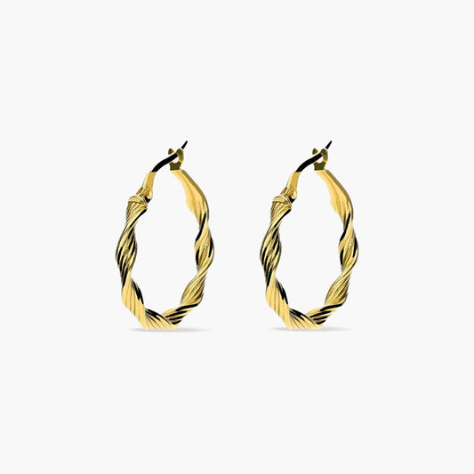 Pendientes de aro rizados de oro 18K 15 mm