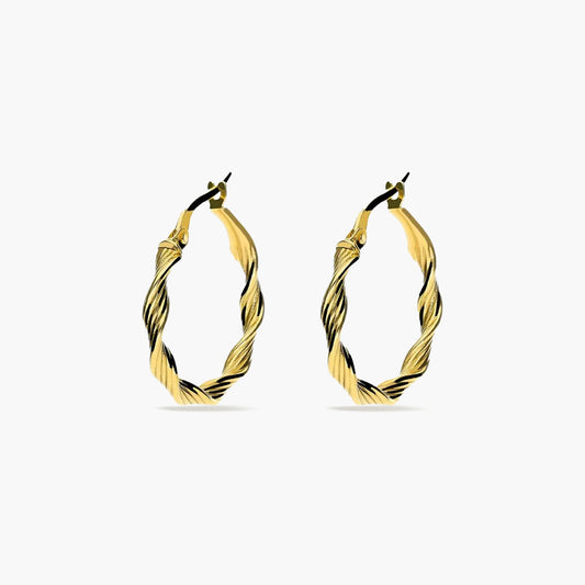 Pendientes de aro rizados de oro 18K 20 mm