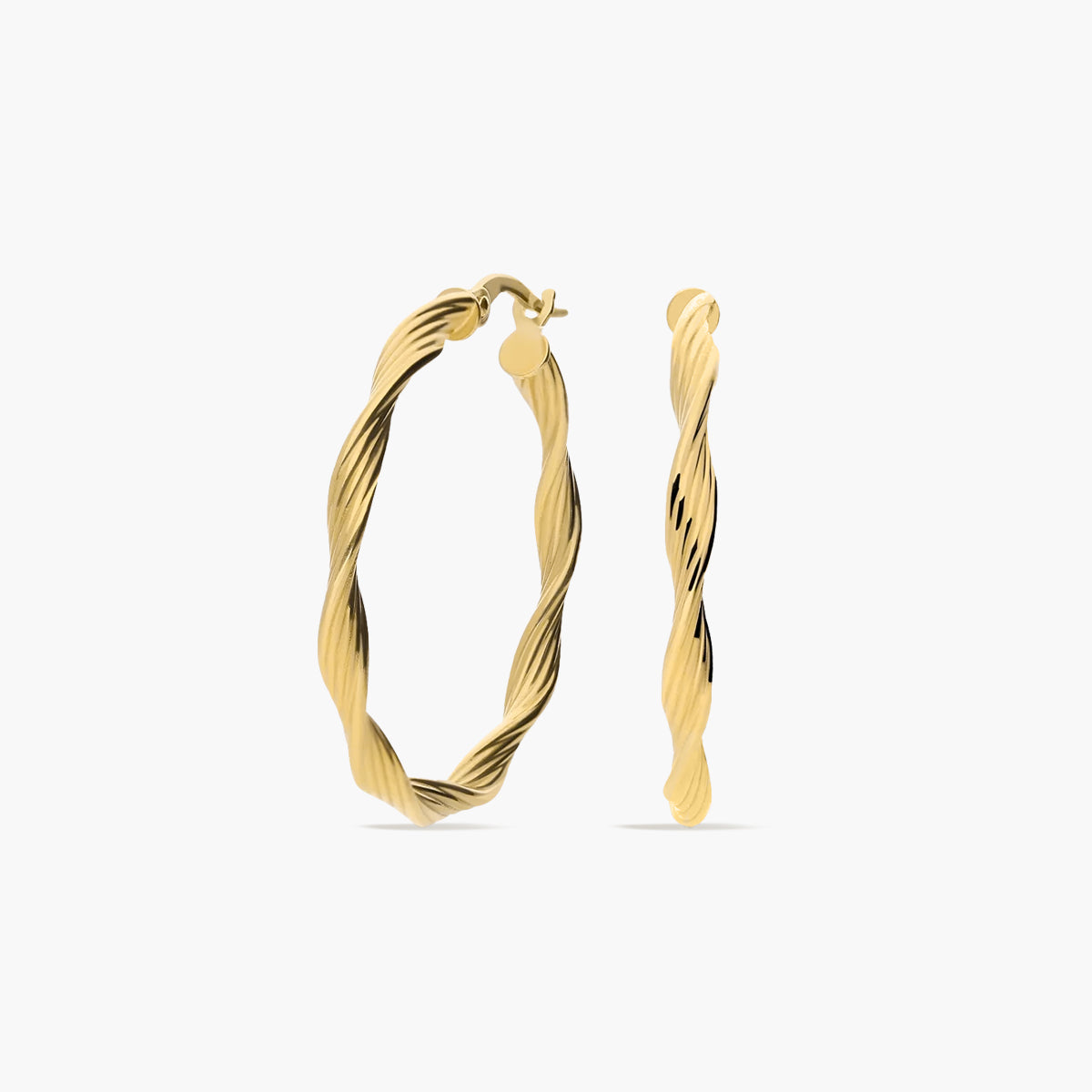 Pendientes de aro rizados de oro 18K 25 mm