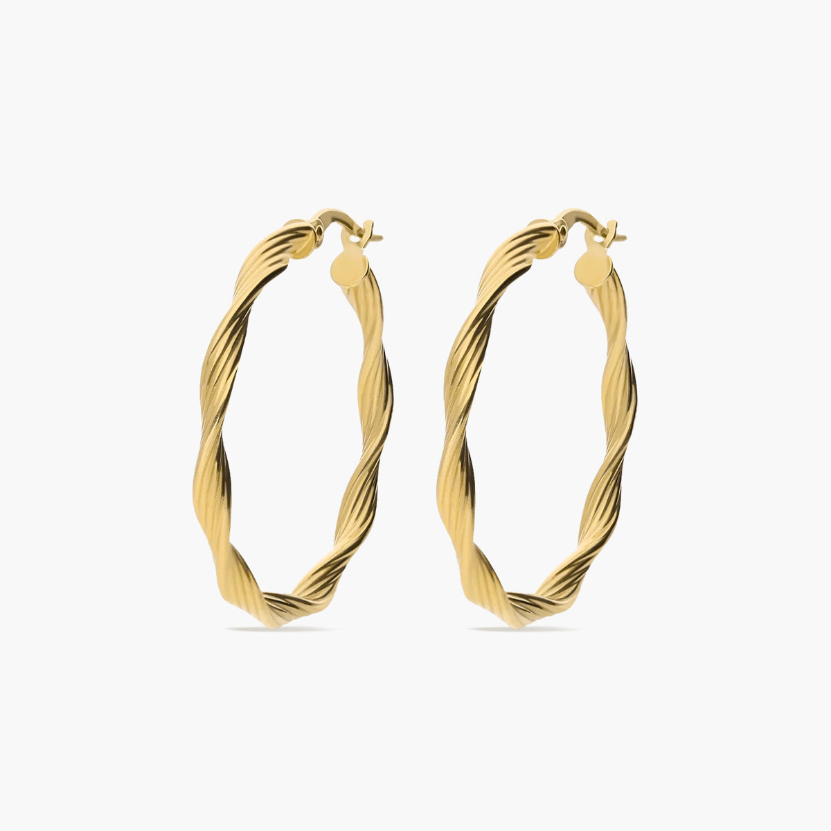 Pendientes de aro rizados de oro 18K 25 mm