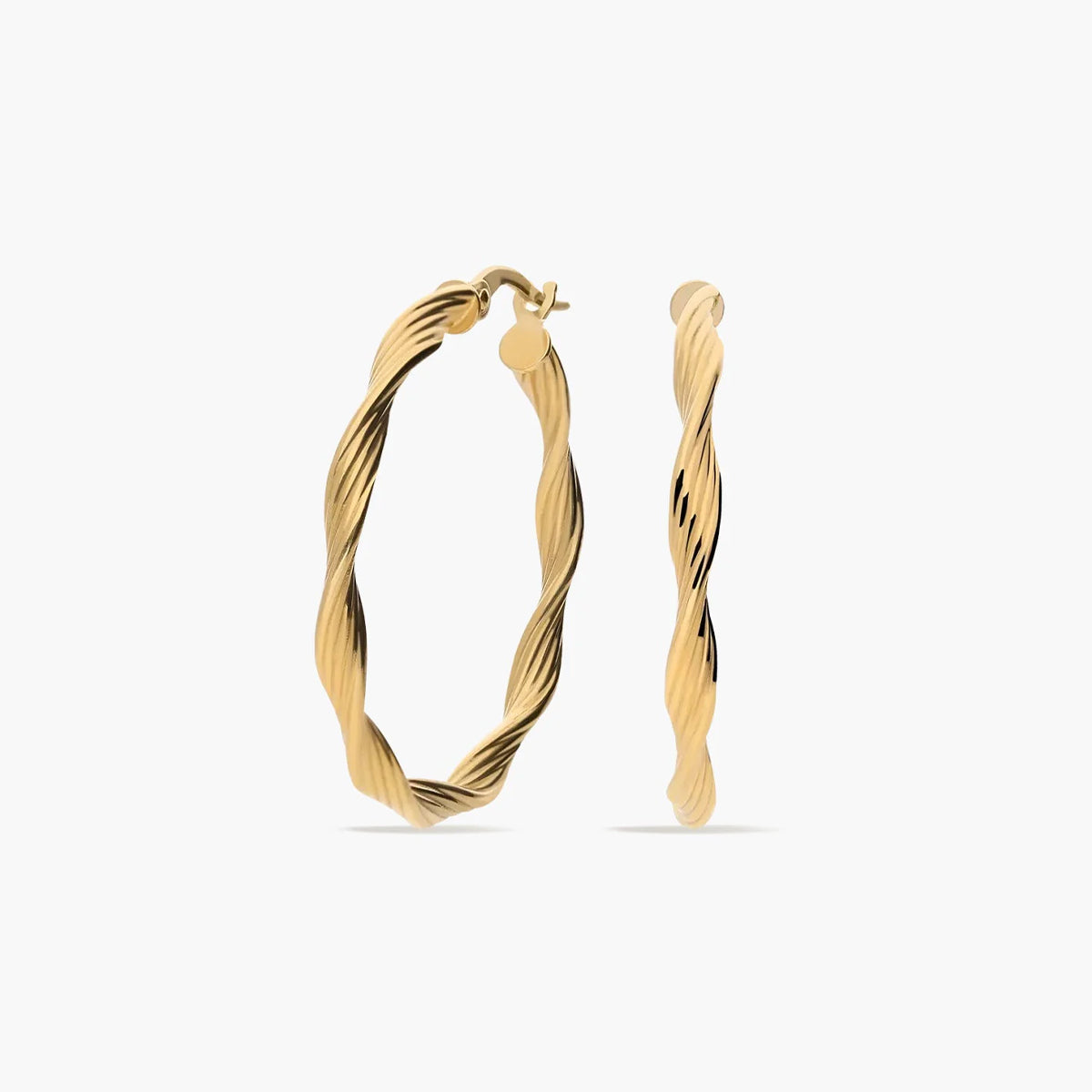 Pendientes de aro rizados de oro 18K 30 mm