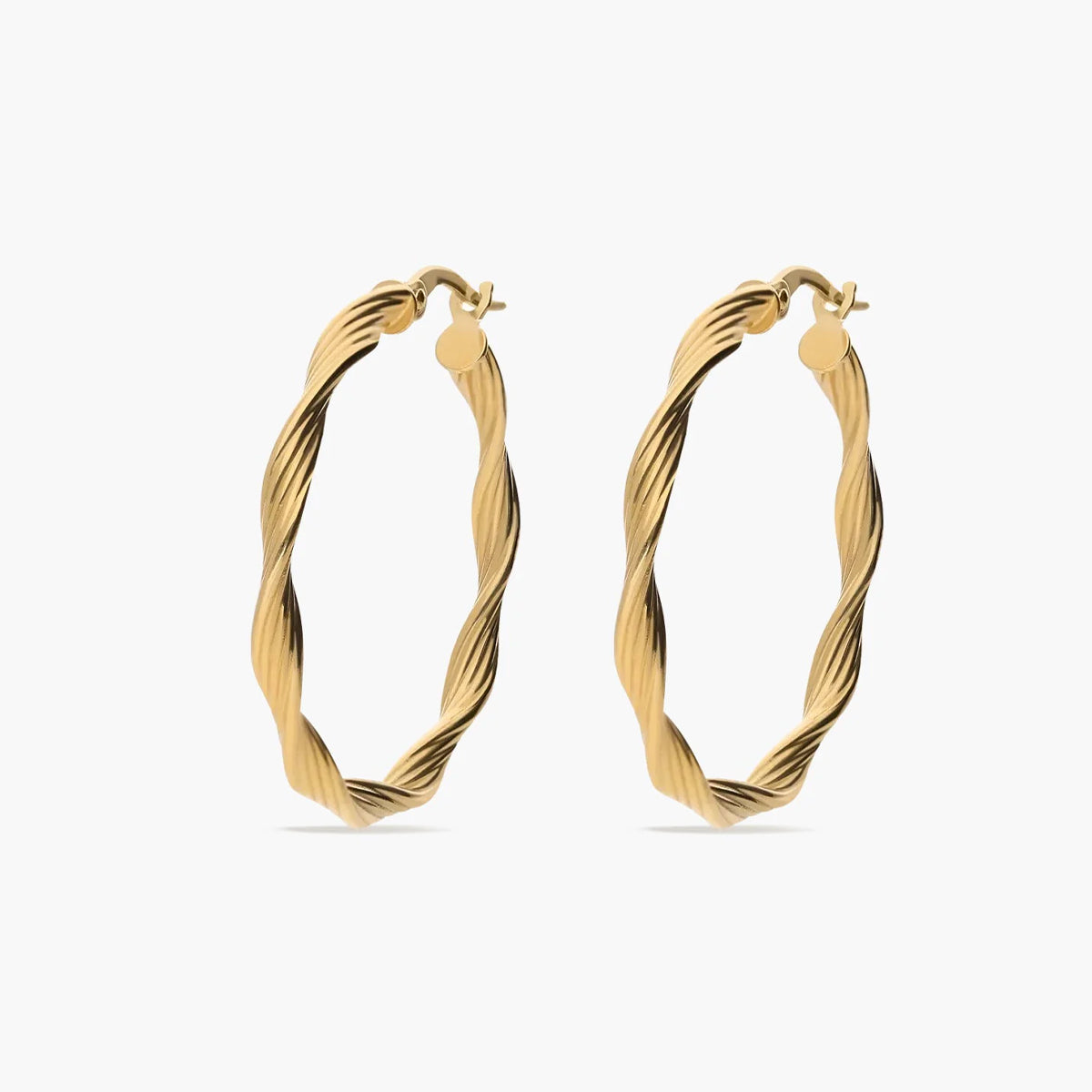 Pendientes de aro rizados de oro 18K 30 mm