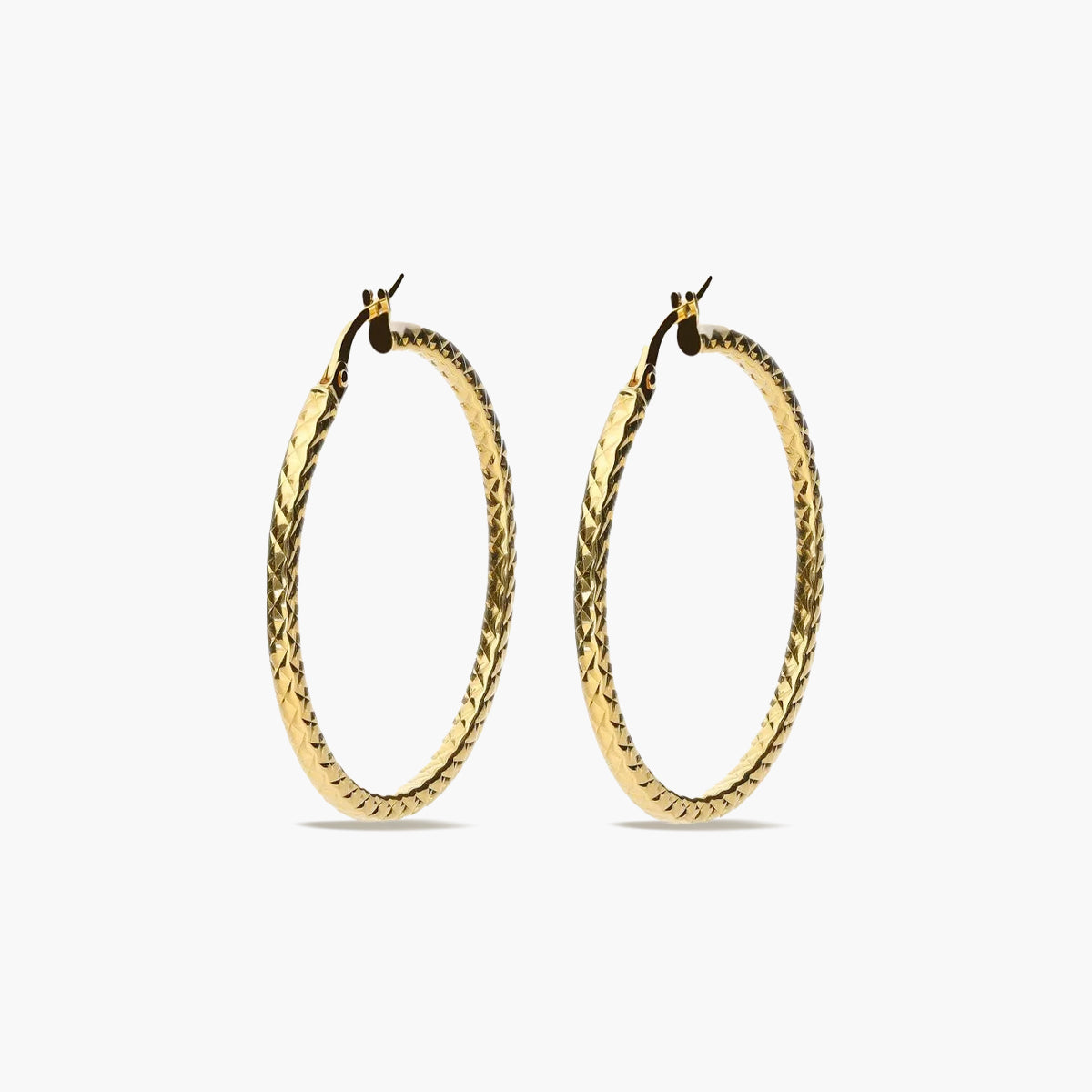 Pendientes de aro dibujo triángulo de oro 18K 35 mm