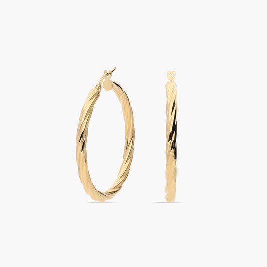 Pendientes de aro de oro 18K 30 mm TWIST
