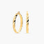 Pendientes de aro media caña rizado de oro 18K 35 mm