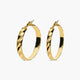 Pendientes de aro media caña rizado de oro 18K 40 mm