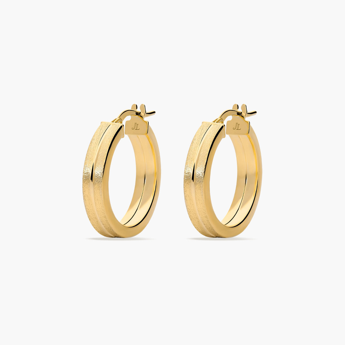 Pendientes de aro raya centro de oro 18K 20 mm