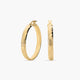 Pendientes de aro media caña rayado de oro 18K 30 mm