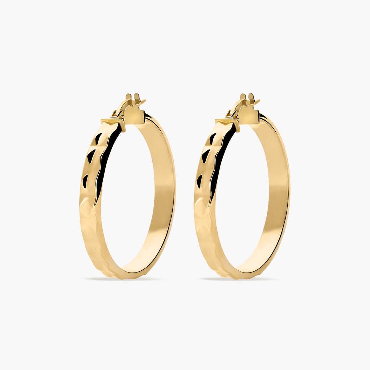 Pendientes de aro dibujo rombo de oro 18K 30 mm