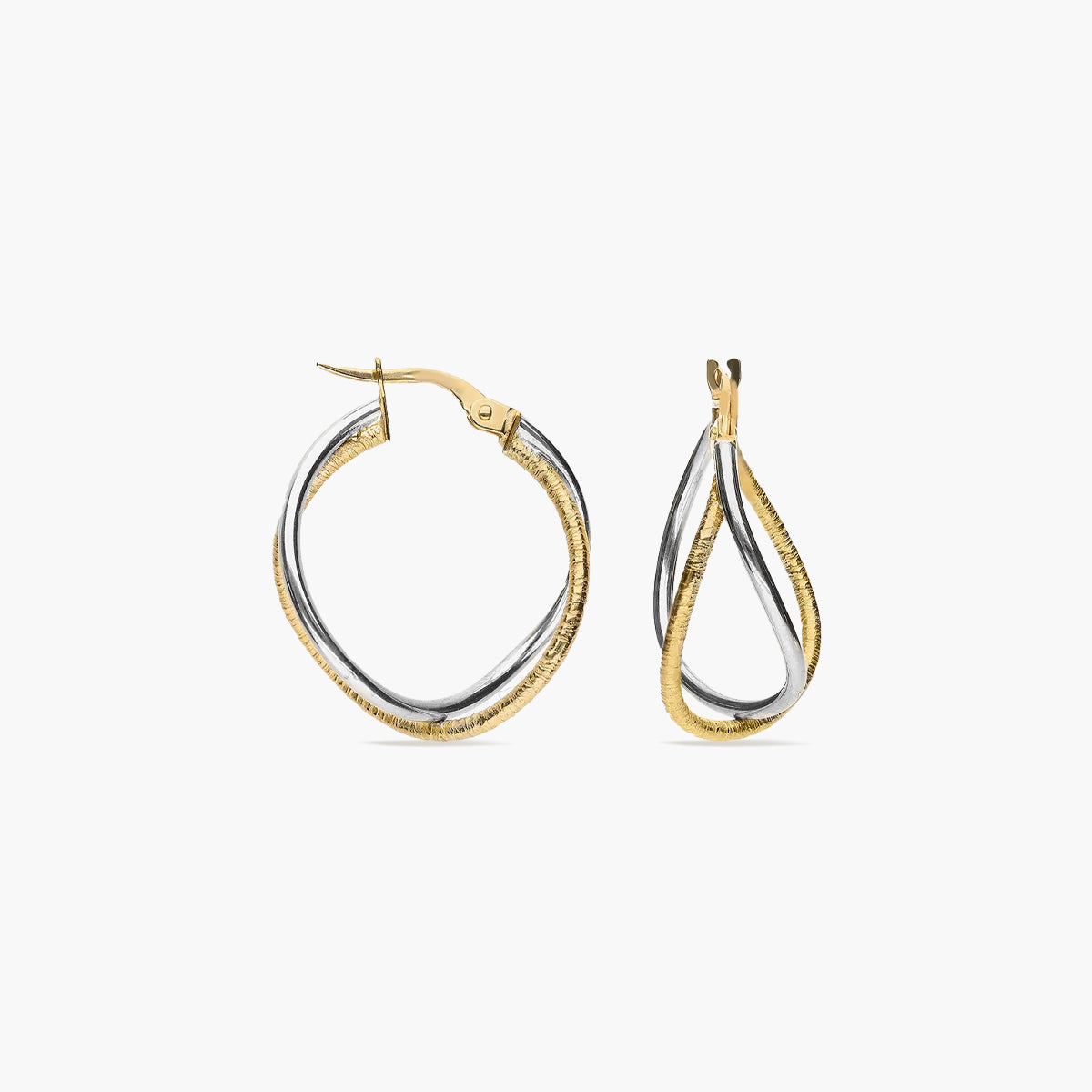 Pendientes de aro de oro bicolor 18K 30 mm EVOLUTION