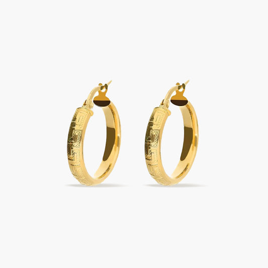 Pendientes de aro de oro 18K 20 mm HELLENE