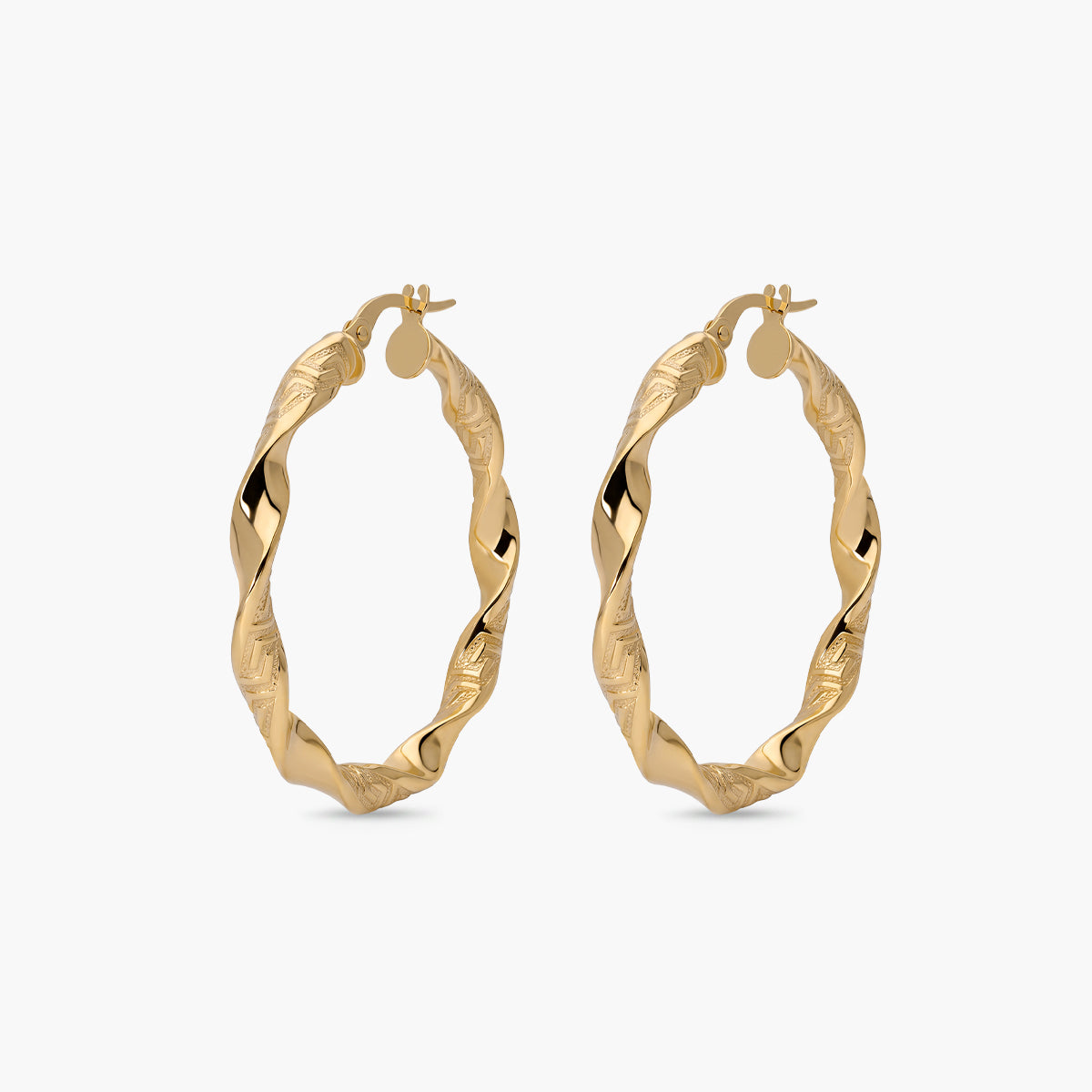 Pendientes de aro oro rizado 18K 35 mm HELLENE