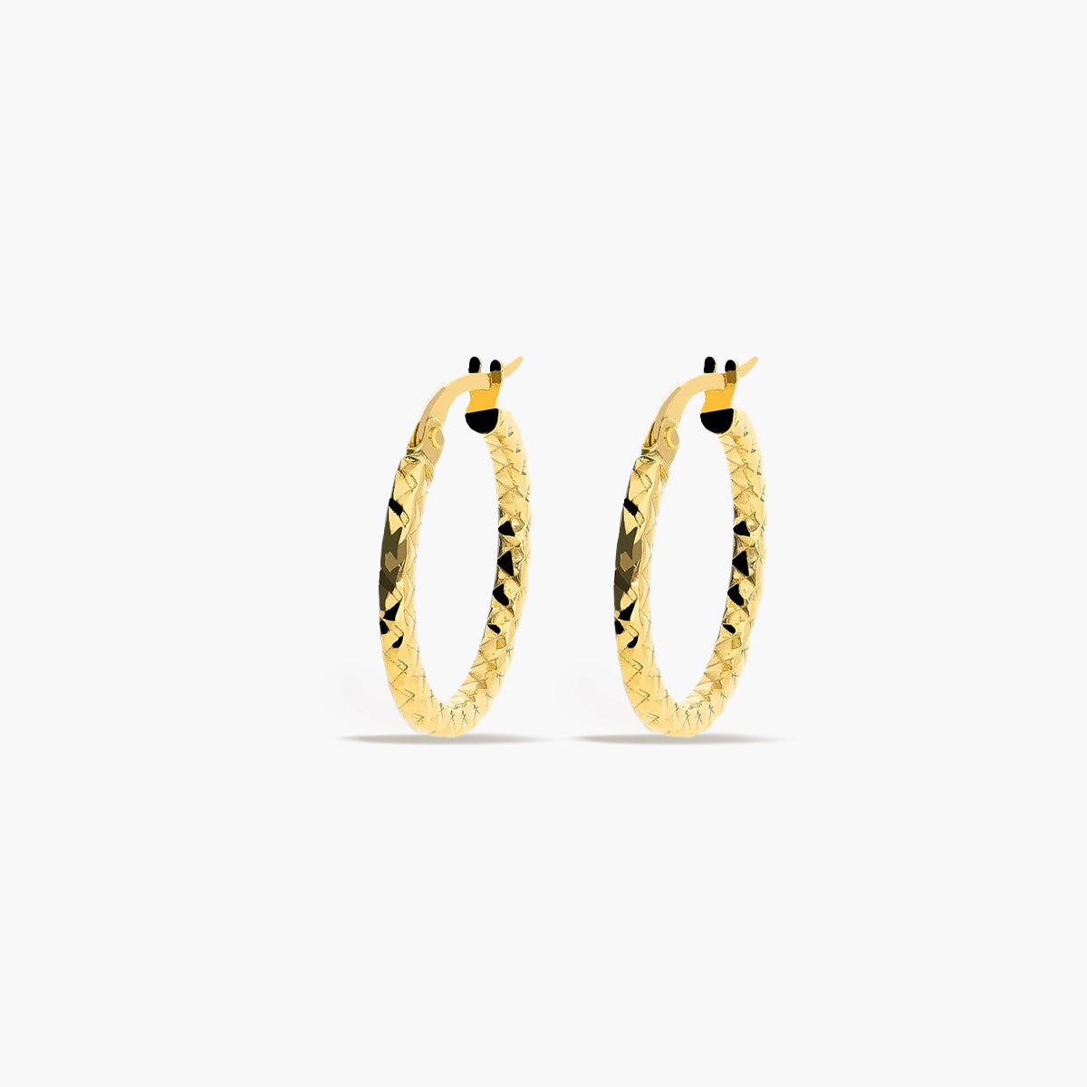 Pendientes de aro dibujo rombo de oro 18K 20 mm