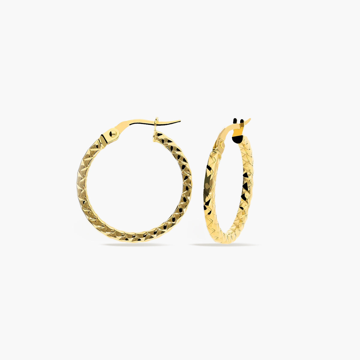 Pendientes de aro dibujo rombo de oro 18K 20 mm