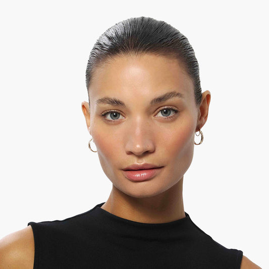 Pendientes de aro de oro 18K circonitas