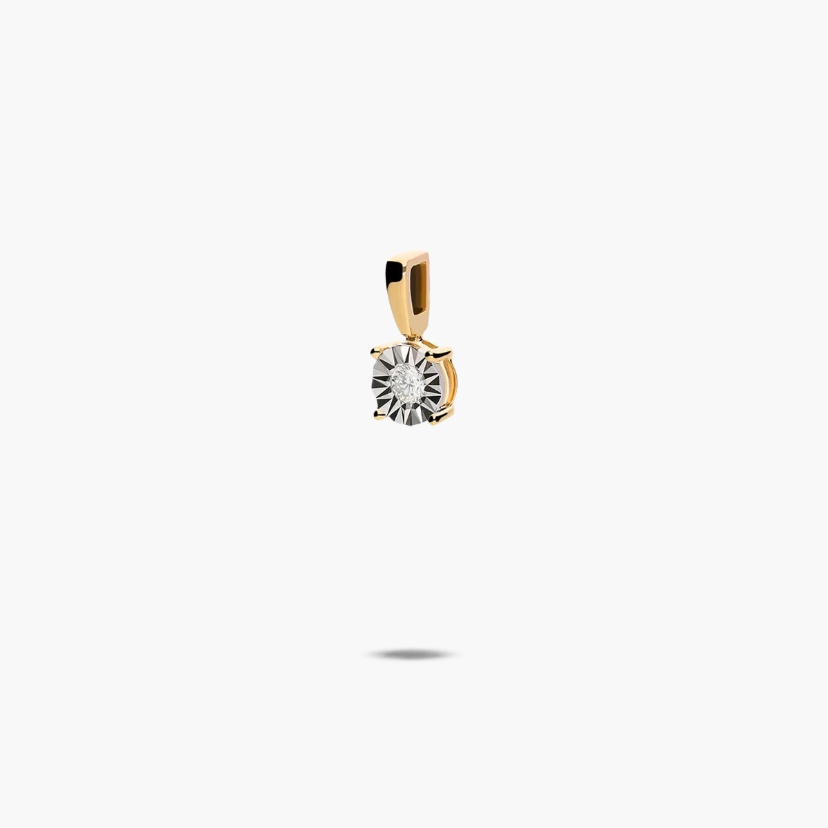 Colgante diamante natural 0.09 ct. de oro 18K 6 mm