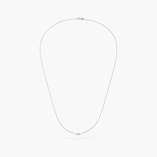 Gargantilla de oro blanco 18K diamante natural 0.03 ct. 42-45 cm