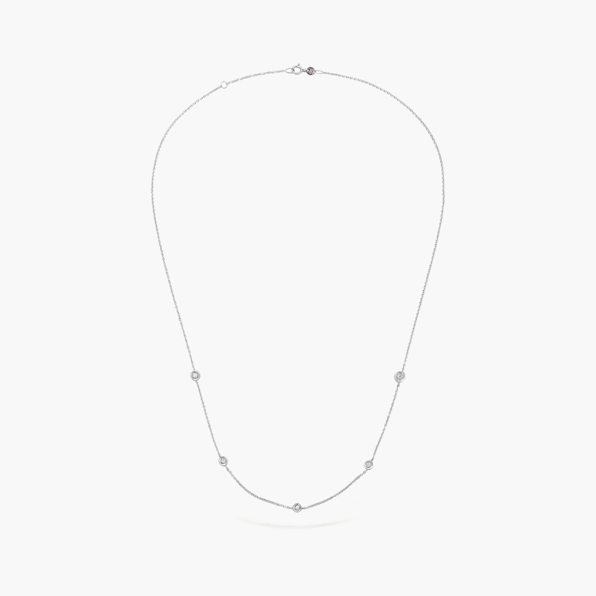 Gargantilla de oro blanco 18K diamante natural 0.13 ct. 42-45 cm