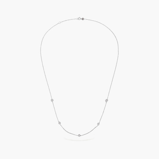 Gargantilla de oro blanco 18K diamante natural 0.13 ct. 42-45 cm