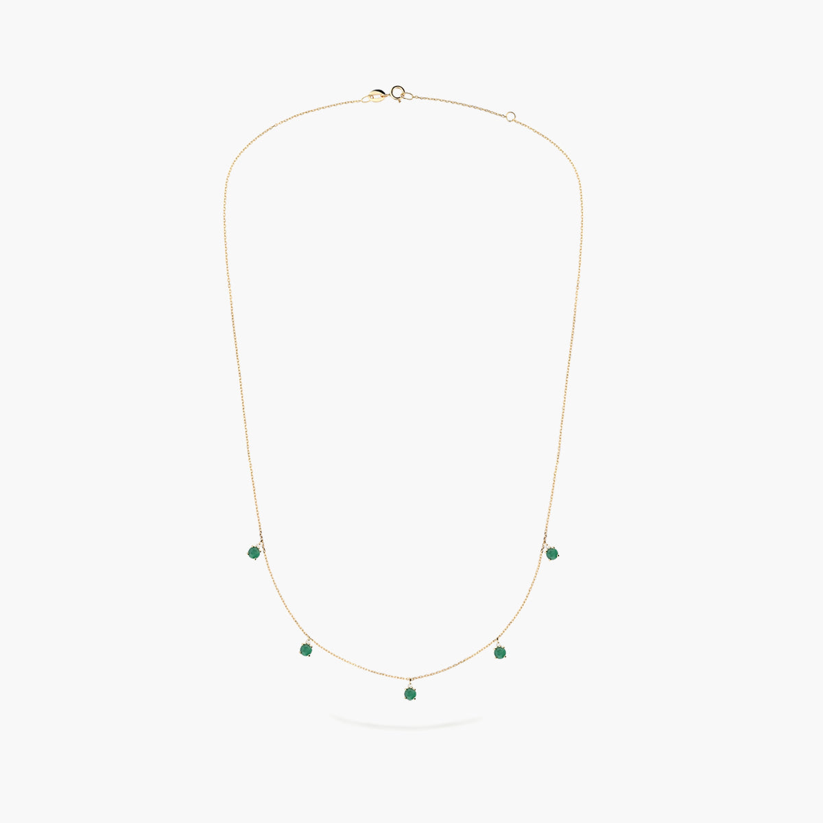 Collar de oro 18K diamante natural 0.04 ct. esmeraldas 42-45 cm RAINFOREST