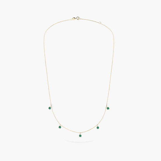Collar de oro 18K diamante natural 0.04 ct. esmeraldas 42-45 cm RAINFOREST